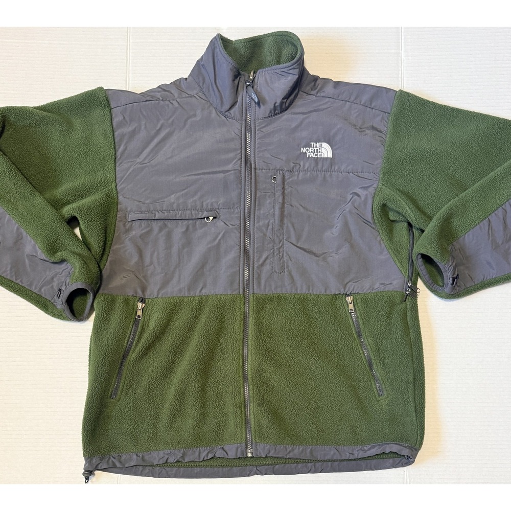 THE NORTH FACE Denali - Men's Polartec Fleece Jacket Green Gray Full Zip- Medium